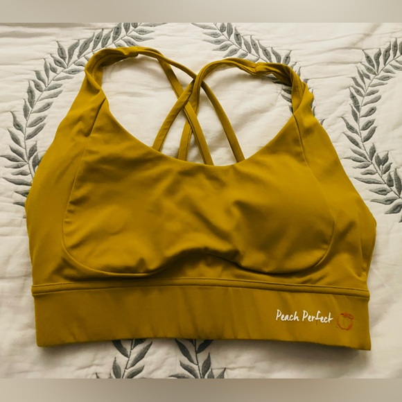 Women’s Peach Perfect Sports Bra Mustard Yellow Size M - Picture 1 of 5